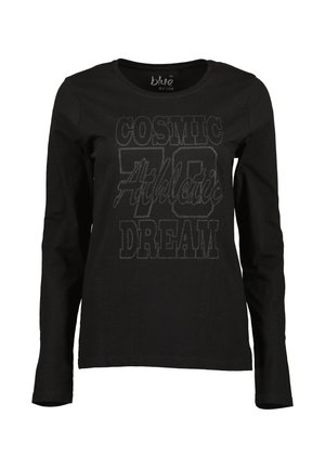 Czarna koszulka z długim rękawem, okrągłym dekoltem i słabym napisem "COSMIC 70 Athletic DREAM" z przodu.