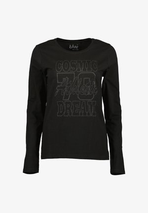 Czarna koszulka z długim rękawem, okrągłym dekoltem i słabym napisem "COSMIC 70 Athletic DREAM" z przodu.