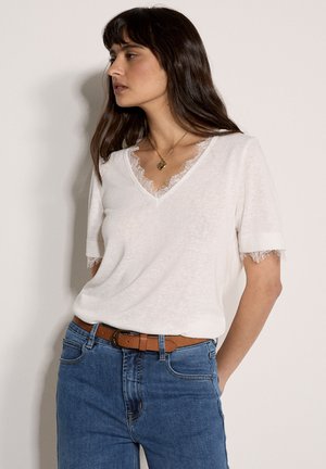 SLUB EYELASH - Camiseta estampada - cream