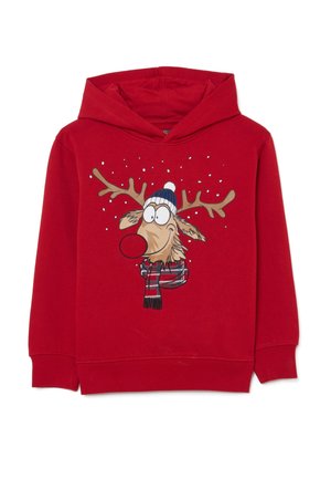 CHRISTMAS REGULAR FIT WITH PRINT - Kapuzenpullover - claret red