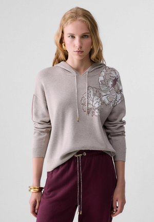 LIU JO, LIU JO JACQUARD HOODIE - Felpa con cappuccio - sand