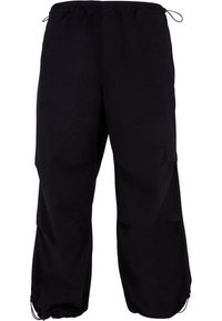 Sort, løstsiddende cargo-bukser med elastisk talje og justerbar snor. Har lynlåslommer og anklekant.