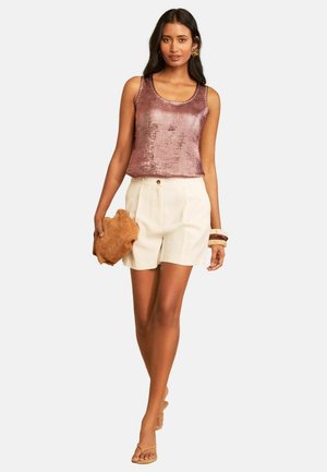 Love & Roses, STUDDED HAMMERED SATIN VEST - Top - pink