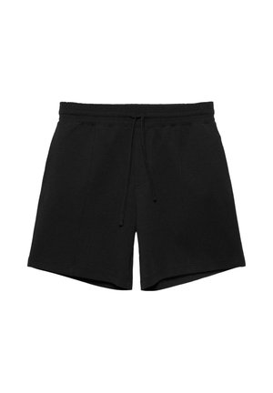 Černé volnočasové kraťasy s elastickým pasem a předním šňůrkováním, navržené pro pohodlné nošení.