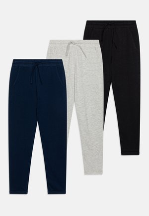 UNISEX 3 PACK - Pantalones deportivos - black/mottled light grey/dark blue