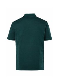 Koszulka polo z krótkim rękawem w ciemnym odcieniu teal, o miękkiej teksturze, z klasycznym kołnierzykiem i czystym designem z tyłu. Bez widocznych logo ani wzorów.