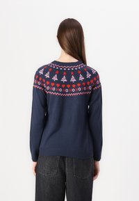 VILA VISANTA CHRISTMAS - Pulover - navy blazer/pink/red