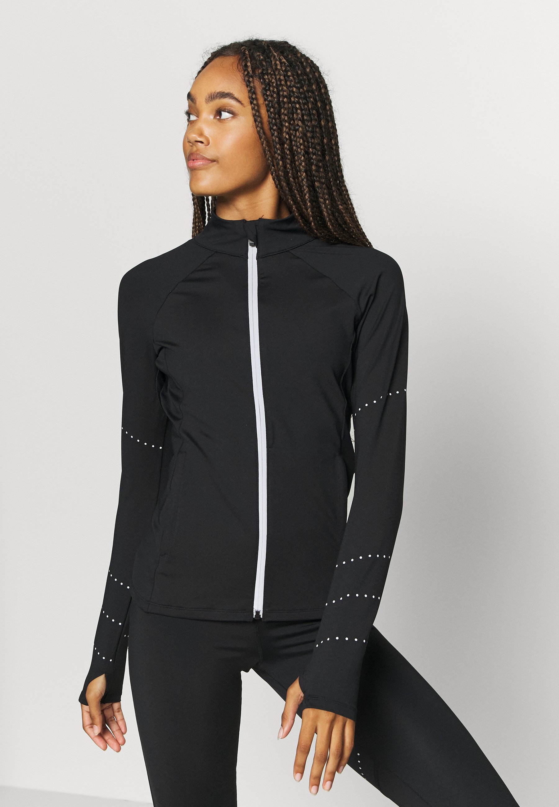 black zip up running jacket