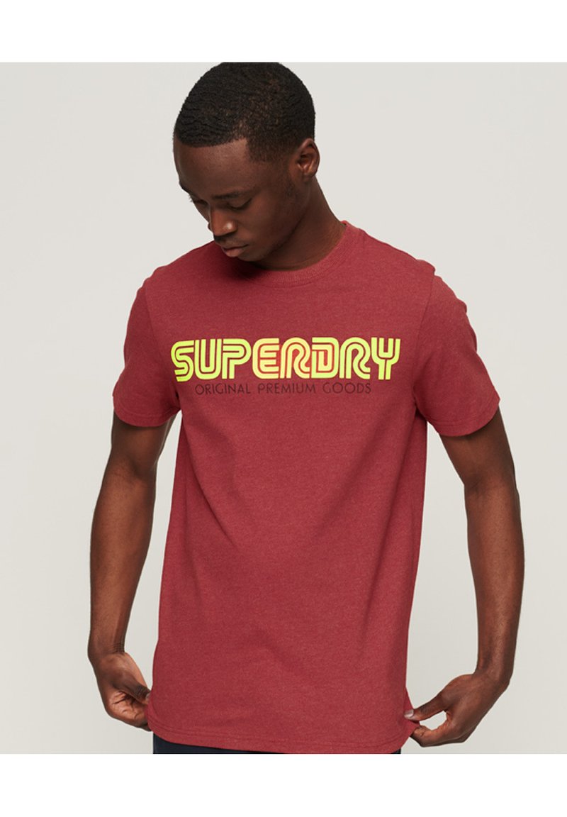 Superdry RETRO REPEAT Print Tshirt chrysanthemum marl/blue