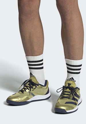 ADIZERO FASTCOURT - Volleyball shoes - gold metallic /team navy blue /cloud white