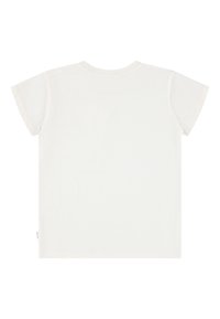 Vit kortärmad T-shirt med rund halsringning. Mjukt bomullsmaterial och enkel design. Inga synliga mönster eller accenter.