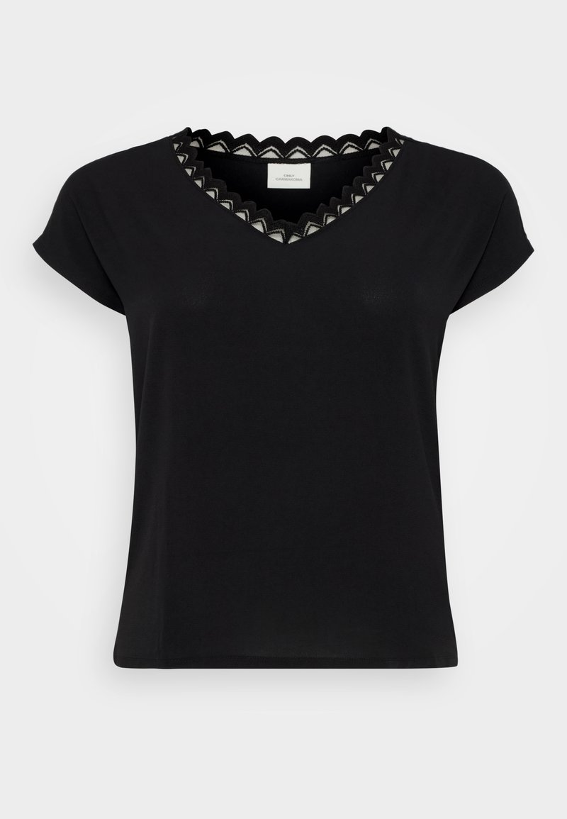 ONLY Carmakoma CARTANI V NECK - Camiseta estampada - black/negro ...