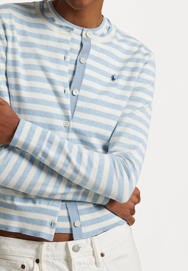 STRIPED COTTON BLEND CREWNECK CARDIGAN - Cardigan4