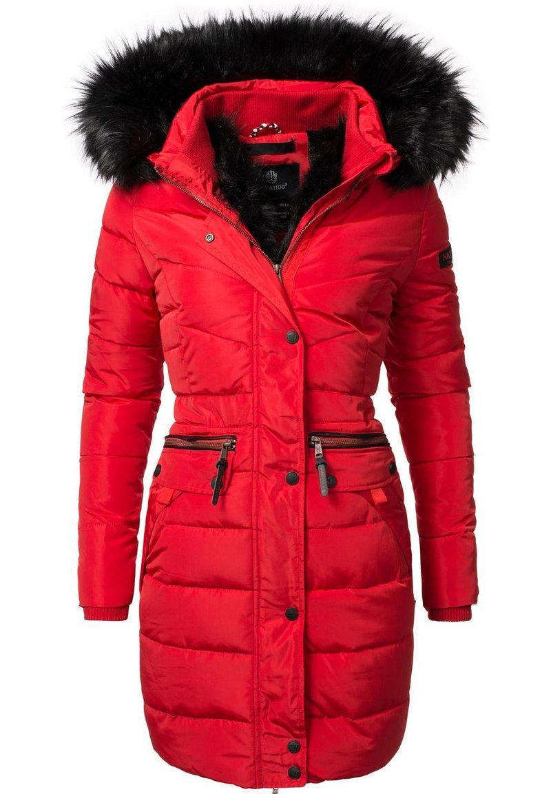 Navahoo Paula - Cappotto invernale - rot mit schwarzem fell