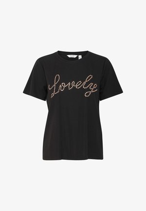 Musta lyhythihainen t-paita, joka on valmistettu puuvillasta. Edessä on sana "ihana" metallinastoilla. Pehmeä pinta, pyöreä kaula-aukko.