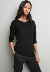 Next - LONGLINE LONG SLEEVE CREW NECK TOP - Top s dlouhým rukávem - black Miniatura obrázku 1