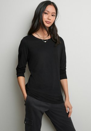 LONGLINE LONG SLEEVE CREW NECK TOP - Pitkähihainen paita - black