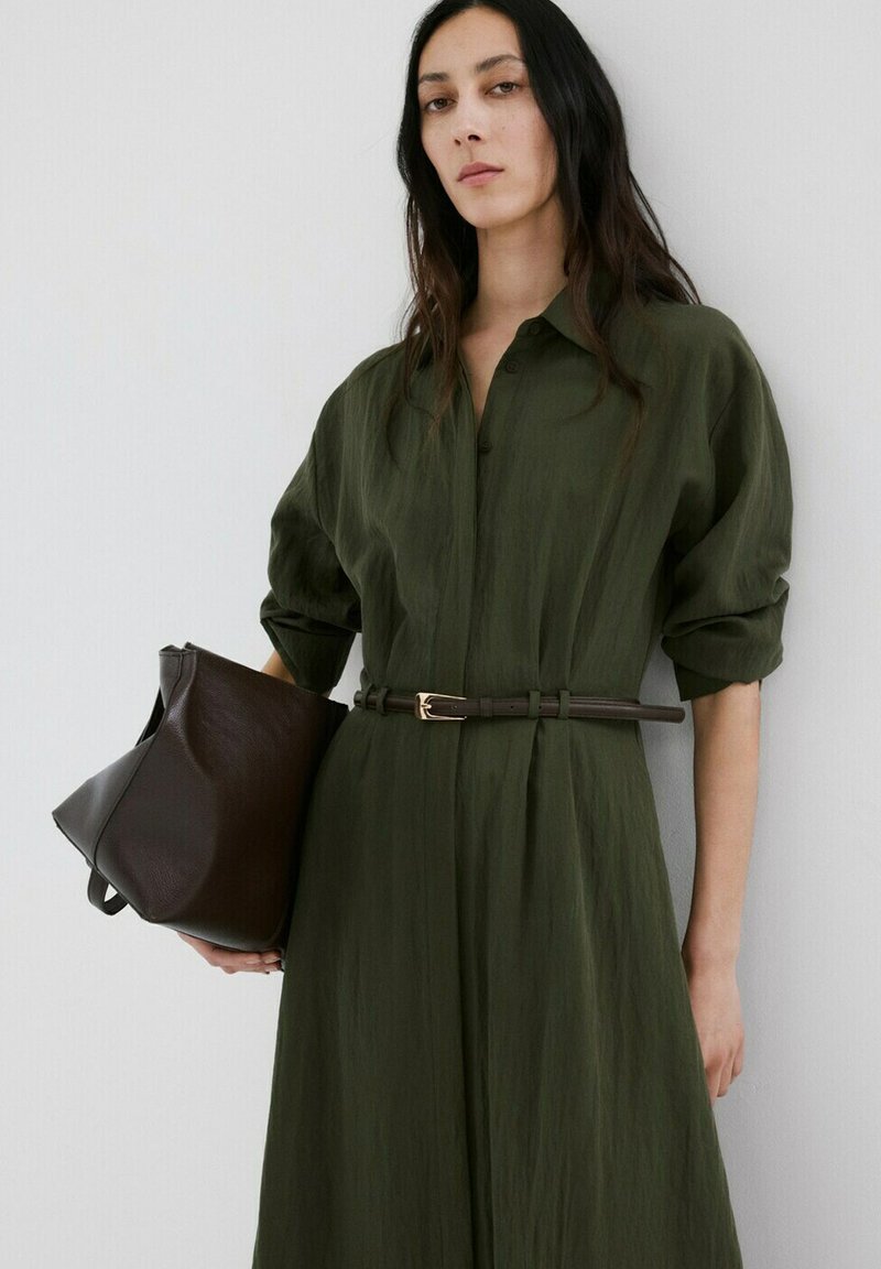 mango olive green dress MANGO - Linen wrap Dress Olive Green