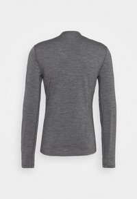 Langärmliges, Rundhals-Shirt in Dunkelgrau, aus einem weichen, strukturierten Stoff mit einem dezenten Muster. Verfügt über gerade Nähte und einen geraden Saum.