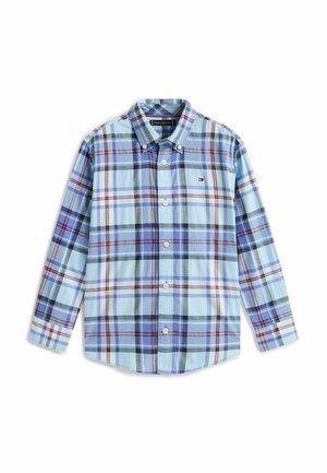 Camicia a maniche lunghe a quadri in tonalità di blu, verde e rosso. Collo button-down, bottoni bianchi e un piccolo logo sul lato sinistro del petto. Realizzata in cotone.