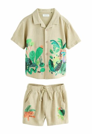 REGULAR FIT - SHORT SLEEVE REVERE COLLAR SET - Short - light green jungle print