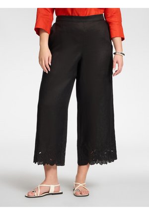 Elena Mirò PANTALONI CON BORDI RICAMATI - Bukser - nero
