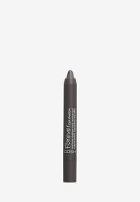 Grå mat øjenskygge pen med en rund spids, der har sort emballage og hvidt trykt tekst. Kompakt design for nem påføring.
