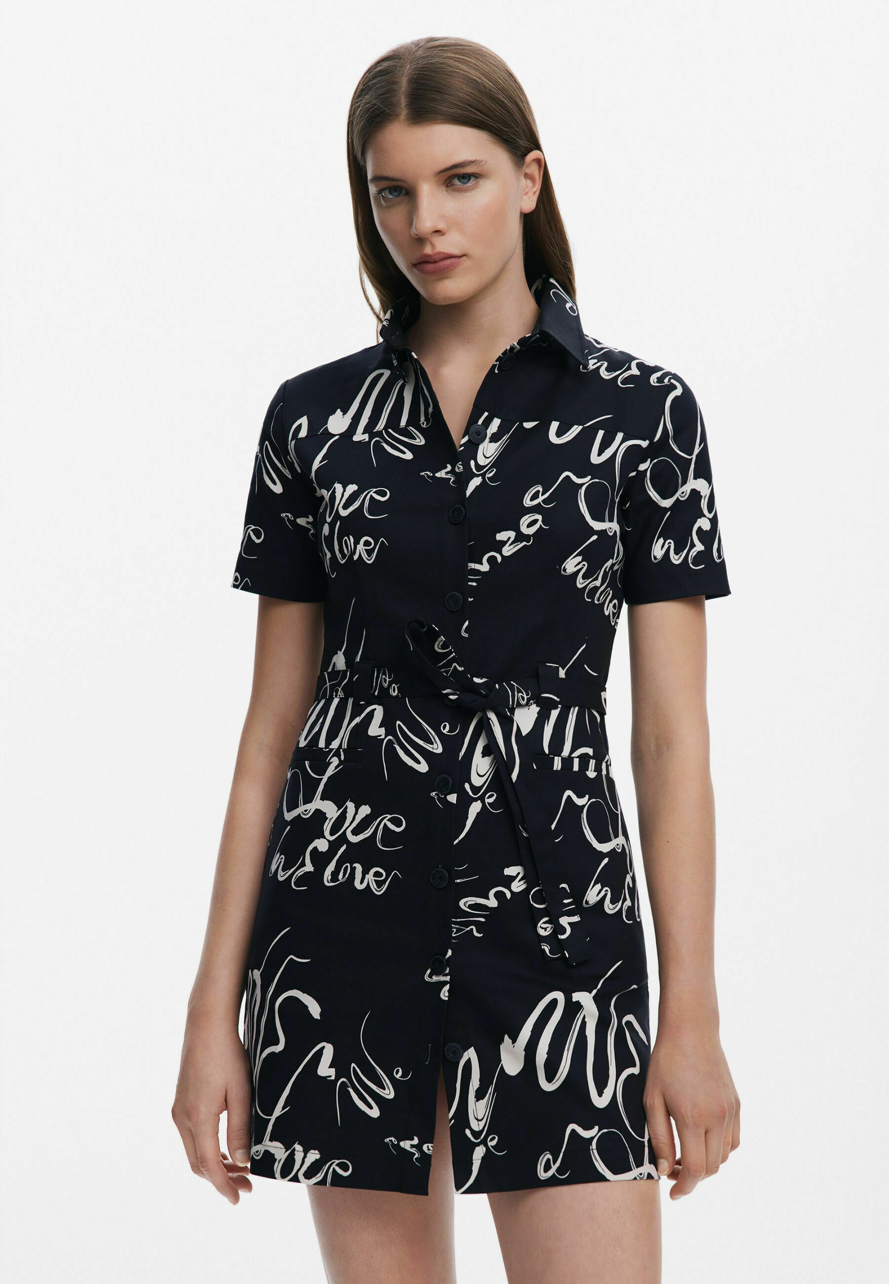 Desigual PRINTED - Shirt dress - black/mottled black - Zalando.ie