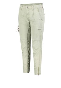 Ljust gröna, skräddarsydda cargobyxor med en mjuk textur, som har dragkedja och knappstängning, sidofickor och dragkedjeuppvikta ben.