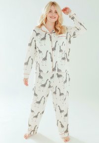 Chelsea Peers - CURVE GIRAFFE BUTTON UP SET - Pyžamová sada - off white Miniatura obrázku 1