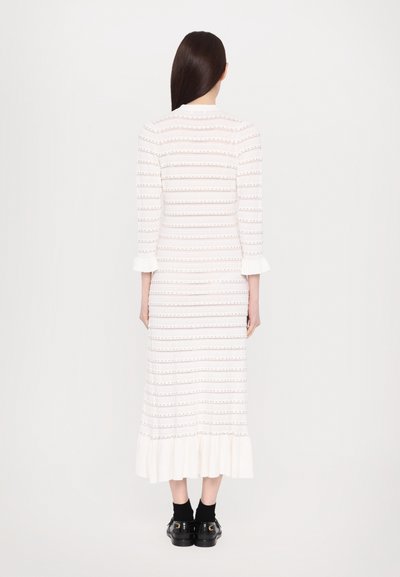 sandro ROBE MIDI ENCOLURE FRILL - Vestido informal - ecru