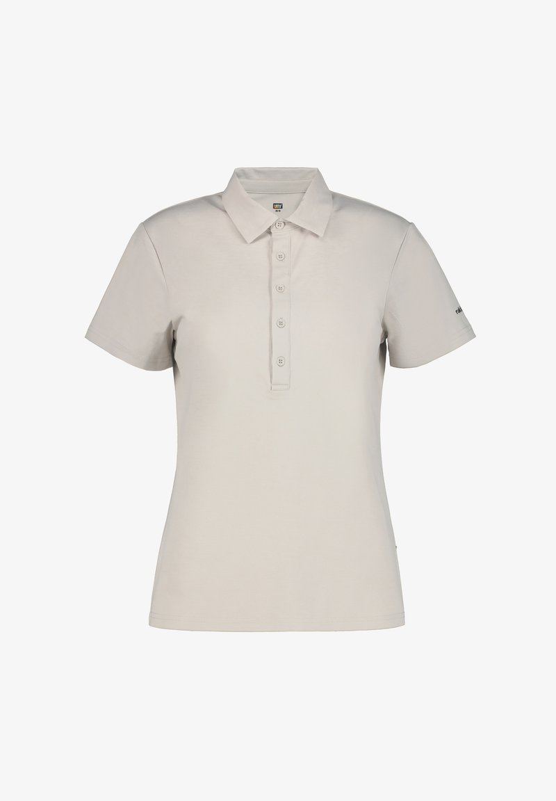 Polo a maniche corte in beige chiaro. Materiale in cotone con colletto classico, patta con sei bottoni e logo in evidenza sulla manica.