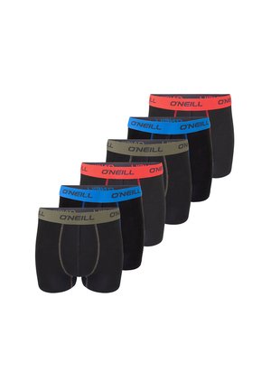 Sei paia di boxer da uomo neri con vita elastica nei colori alternati verde oliva, blu e rosso, tutti marchiati con "O'NEILL."