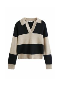 SOFT TOUCH COSY COLLARED REGULAR FIT - Trui - neutral black stripe
