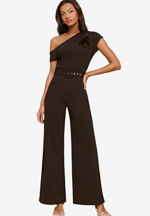 Lipsy BELTED ONE SHOULDER BARDOT WIDE LEG - Overal - black