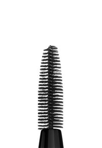 Brosse de mascara noire avec un design effilé et des fibres douces et poilues. Le manche est lisse et arrondi, améliorant la prise en main.