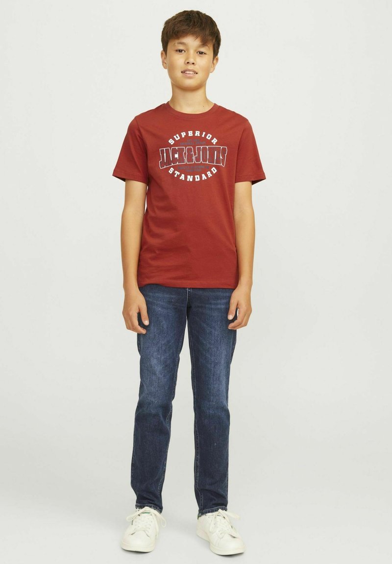 Jack & Jones Junior JJELOGO TEE O-NECK JNR - Apdrukāts T-krekls - red ochre