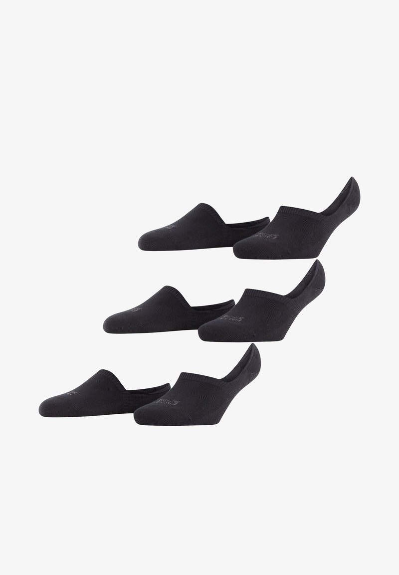 Chaussettes noires, courtes, fabriquées dans un matériau lisse et extensible. Dotées d'un bord côtelé et d'un design de pointe arrondie. Lot de quatre.