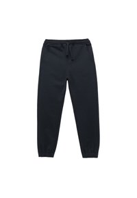Mørkeblå sweatpants lavet af blød bomuldsblanding, med elastisk talje med snor og sidelommer, indsnævrede ben med manchetter.