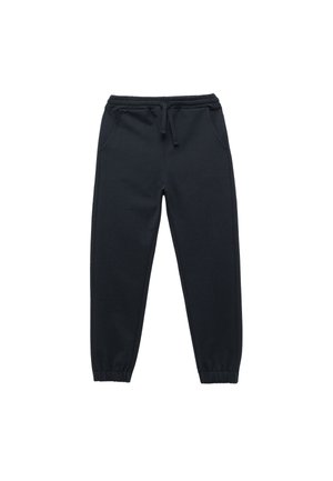 Dunkelblaue Jogginghose aus einem weichen Baumwollgemisch, mit einem elastischen Bund und Kordelzug, seitlichen Taschen und schmal zulaufenden Beinen mit Bündchen.