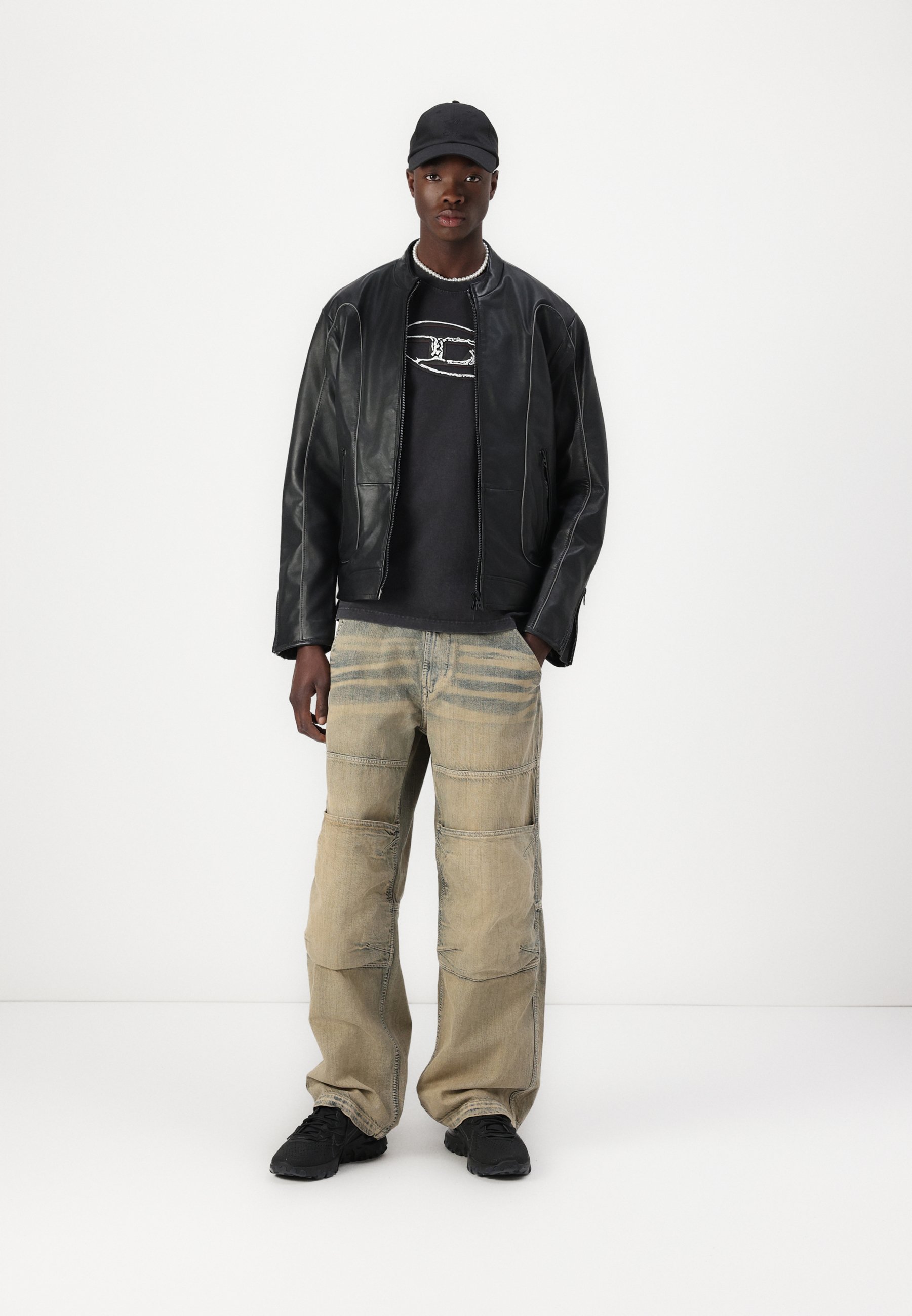 Diesel KRIXY - Lederjacke - black/schwarz - Zalando