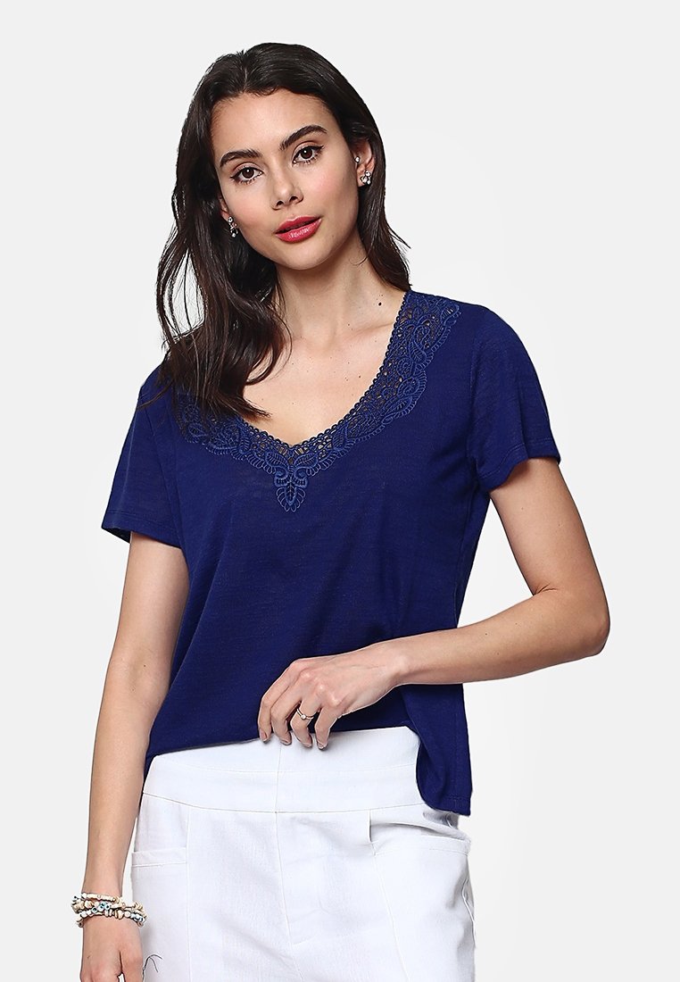 Le Jardin Du Lin T-shirt basic blauw Le Jardin Du Lin T-shirt basic blauw
