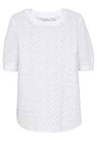 T-shirt bianco in cotone caratterizzato da un motivo floreale testurizzato, maniche corte e scollatura rotonda con un bordo bianco SOLIDO.