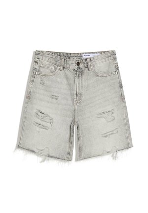 Bershka, DESTROYS - Jeans Shorts - grey