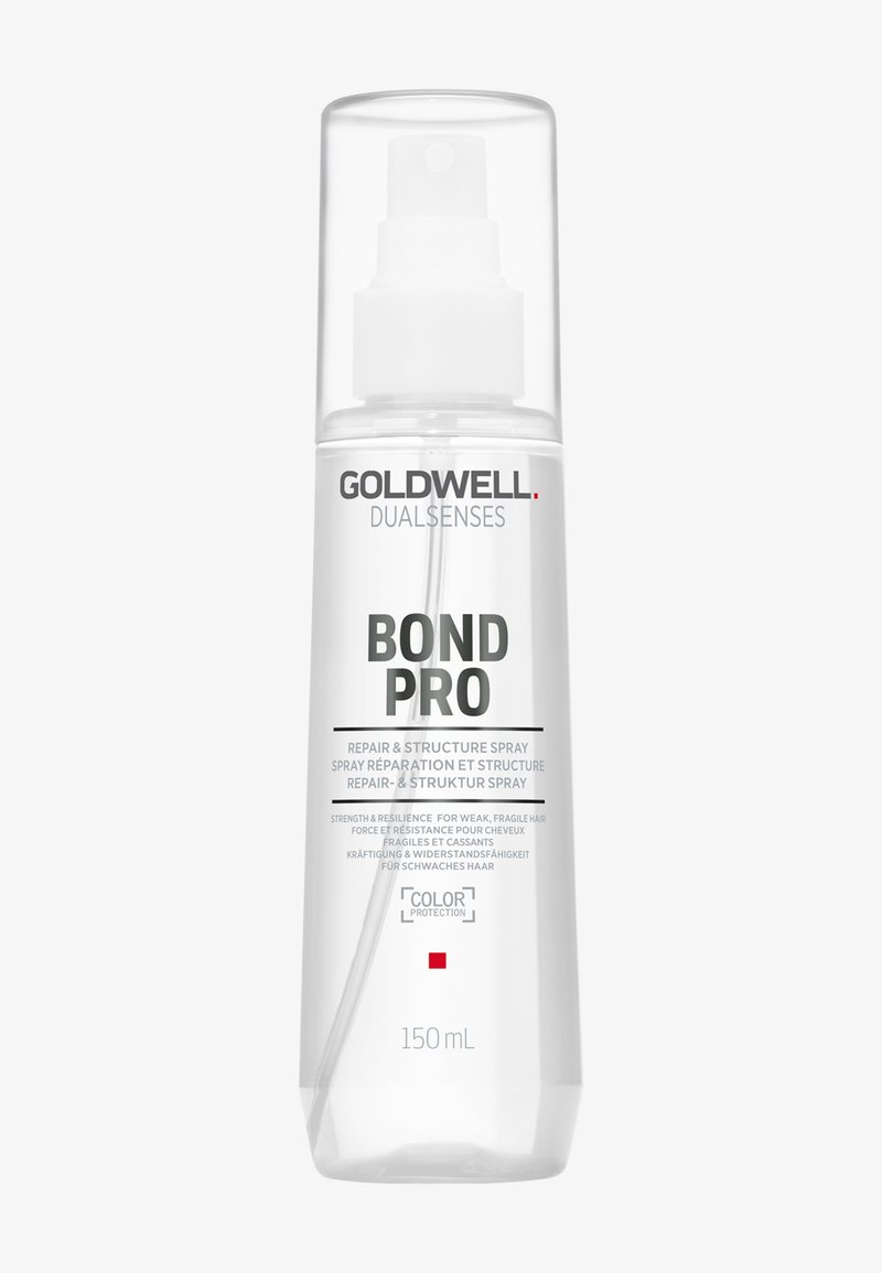 Goldwell Dualsenses Bond Pro sprayfles voor haarherstel en structuur, 150 ml, transparant met witte spraykop en doorzichtige dop.