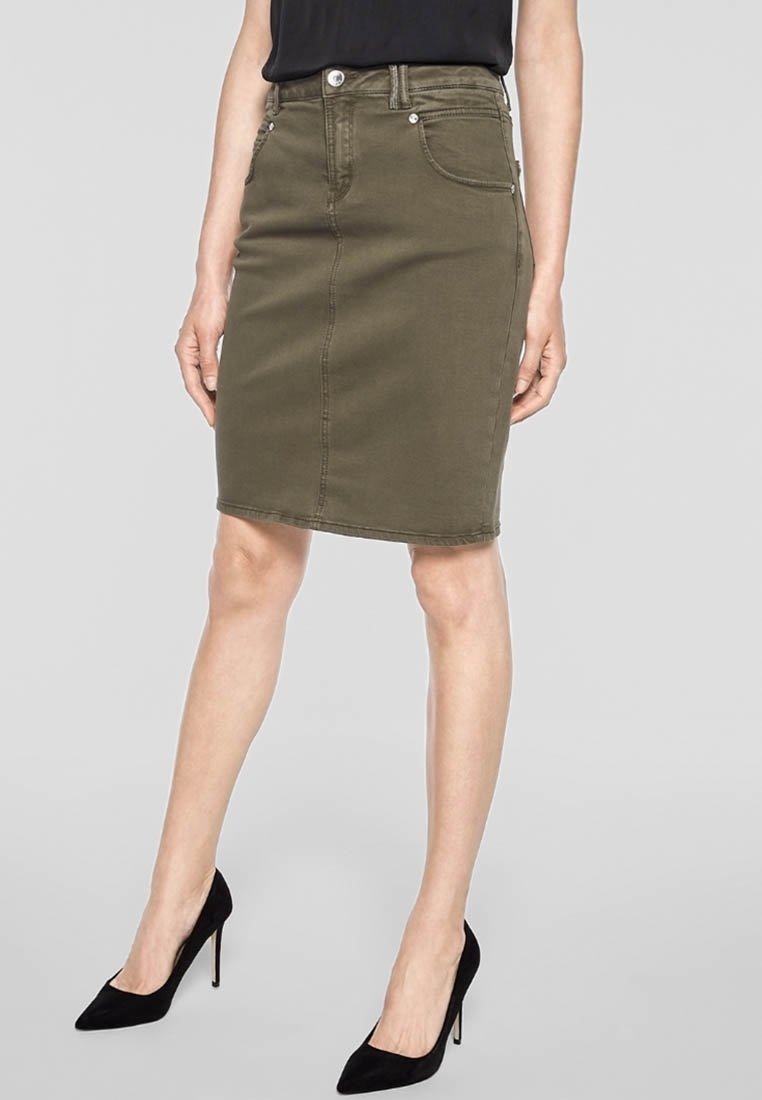 BLACK LABEL Pencil skirt dark green (Pre-owned) Zalando