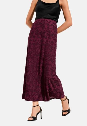 REGULAR FIT - FLORAL BURNOUT - Maxirock - burgundy