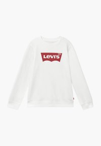 Witte sweatshirt gemaakt van katoen; voorzien van een rode Levi's grafische logo op de voorkant, geribbelde halslijn en manchetten. Klassiek crew neck ontwerp.