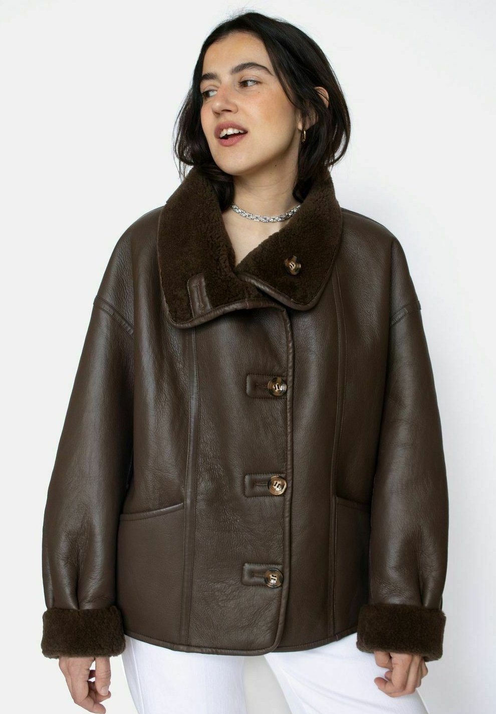 Veste Vintage Réversible En Cuir Marron Et Daim - Taille Régulière, Souple, Pour Tous Les Jours