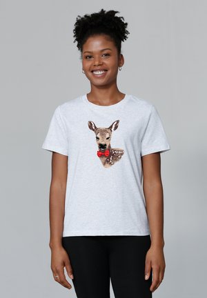 watapparel REHKITZ - T-shirt imprimé - cool heather grey